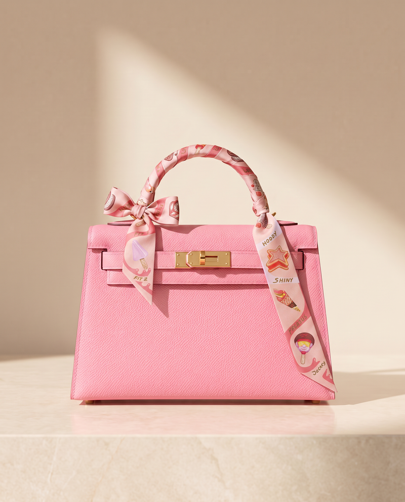 Le Bandeau Rose noué sur l'anse de La Duchesse rose