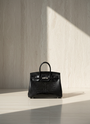 Croco Glacé, sac à coque brillante effet croco, coloris Onyx