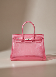 Croco Glacé, sac à coque brillante effet croco, coloris Fuchsia