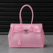 Jelly Croco Candy — sac jelly rose effet croco en TPU translucide