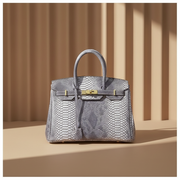 Héritage, sac rétro en cuir de vachette grain reptile, coloris Gris clair