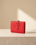 Le Portefeuille en cuir de vachette pleine fleur grainé, coloris Rouge