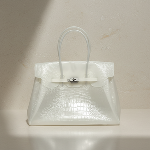 Croco Glacé, sac à coque brillante effet croco, coloris Lait