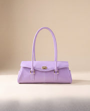 Baguette Firkin Amethyst — sac baguette jelly violet en TPU, fond ivoire
