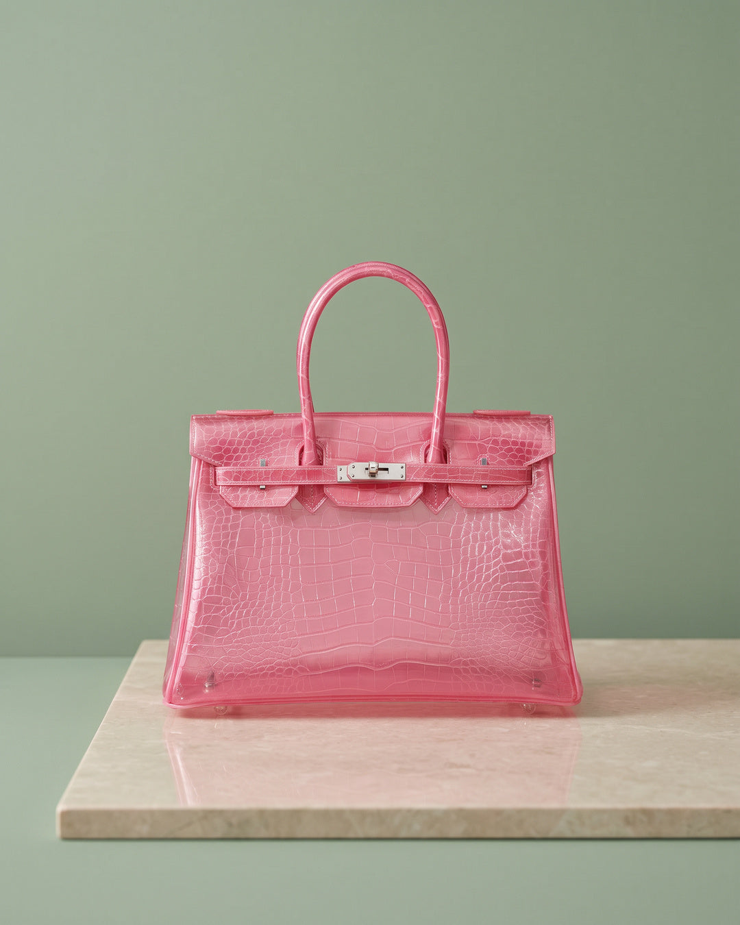 Croco Glacé — glossy croc-effect shell