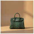 Héritage, sac rétro en cuir de vachette grain reptile, coloris Vert