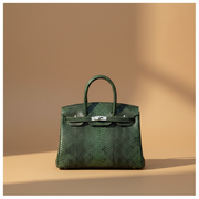Héritage, sac rétro en cuir de vachette grain reptile, coloris Vert