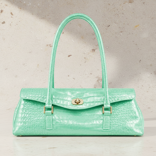 Baguette Croco, sac baguette grain croco, coloris Jade