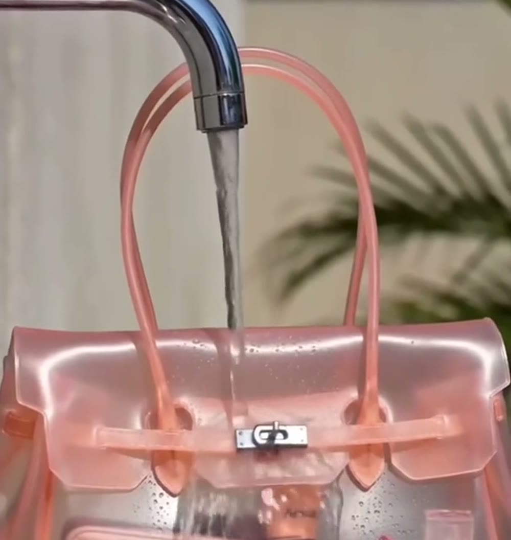 Sac Jelly Firkin sous l'eau courante, la matière perle sans s'imprégner